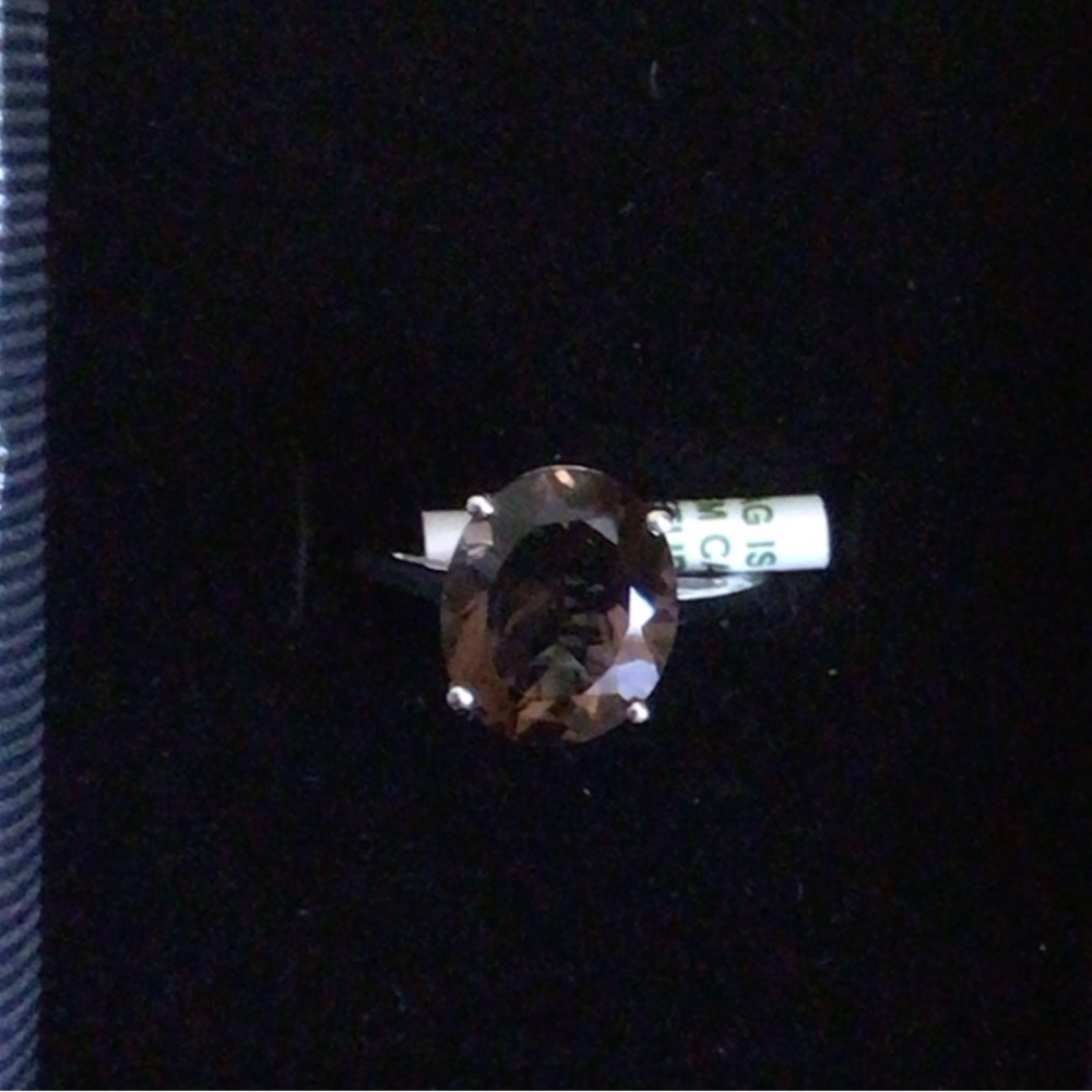 Sterling Silver Smoky Quartz Oval Solitaire Ring